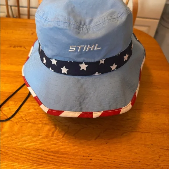 Unisex Light Blue Patriotic Bucket Hat with Star Trim - Picture 2 of 3